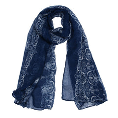 Women Classical Print Scarf Scarves Sun Protection Gauze Kerchief Lightweight ethnic blue and white porcelain Bali yarn scarf | Vimost Shop.