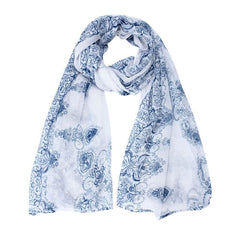 Women Classical Print Scarf Scarves Sun Protection Gauze Kerchief Lightweight ethnic blue and white porcelain Bali yarn scarf | Vimost Shop.