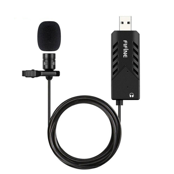 Lavalier Microphone With USB Sound Card for PC and Mac Clip-on Cardioid Condenser suit for Online Teaching Class meeting