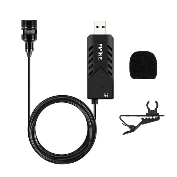 Lavalier Microphone With USB Sound Card for PC and Mac Clip-on Cardioid Condenser suit for Online Teaching Class meeting