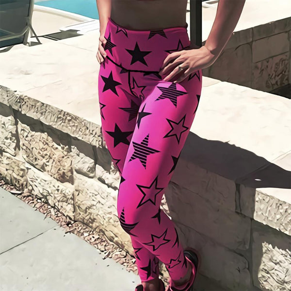 Star Pattern Printing Elastic Force Fitness Women Polyester Fashion Leggings Workout New Style Skinny Ladies Sporting Leggings | Vimost Shop.