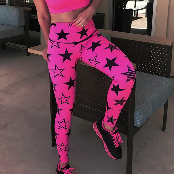 Star Pattern Printing Elastic Force Fitness Women Polyester Fashion Leggings Workout New Style Skinny Ladies Sporting Leggings | Vimost Shop.