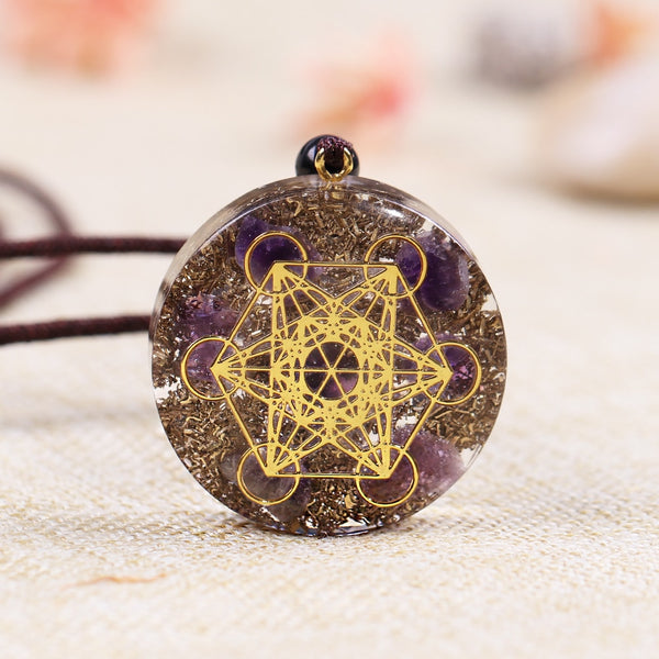 Orgonite Necklace Metatron Cube Resin Pendant Cosmic Energy Center Sign Pendant Necklace Magic Hexagram Choker Jewelry | Vimost Shop.