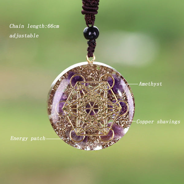 Orgonite Necklace Metatron Cube Resin Pendant Cosmic Energy Center Sign Pendant Necklace Magic Hexagram Choker Jewelry | Vimost Shop.