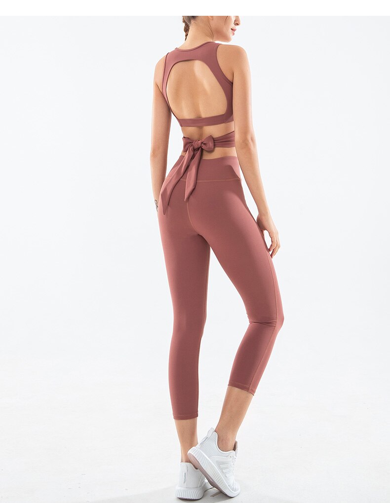 Women Athletic Cross Lace Up High Waist Capri Yoga Pants Gym Fitness Workout Running Leggings | Vimost Shop.