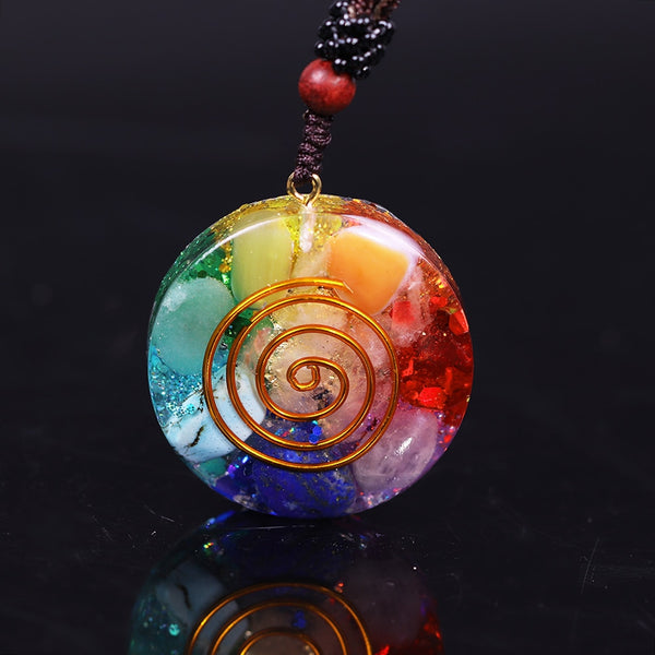 Reversible Orgonite Mixed Chakra Orgone natural stone Pendant Revitalization Relaxation energy enhancing Crystal necklace | Vimost Shop.