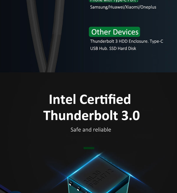 PD 100W Thunderbolt 3 Cable Certified 40Gbps USB Type C to USB C  Fast USB C Cable for Macbook Pro Quick Charge C024 | Vimost Shop.