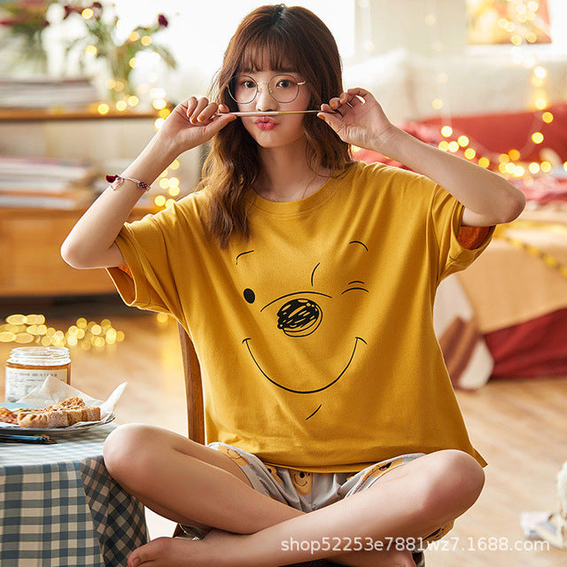 Thin Cartoon Printed Short Sleeve Sleepwear | Vimost Shop.