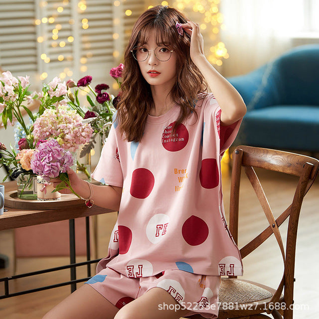 Thin Cartoon Printed Short Sleeve Sleepwear | Vimost Shop.