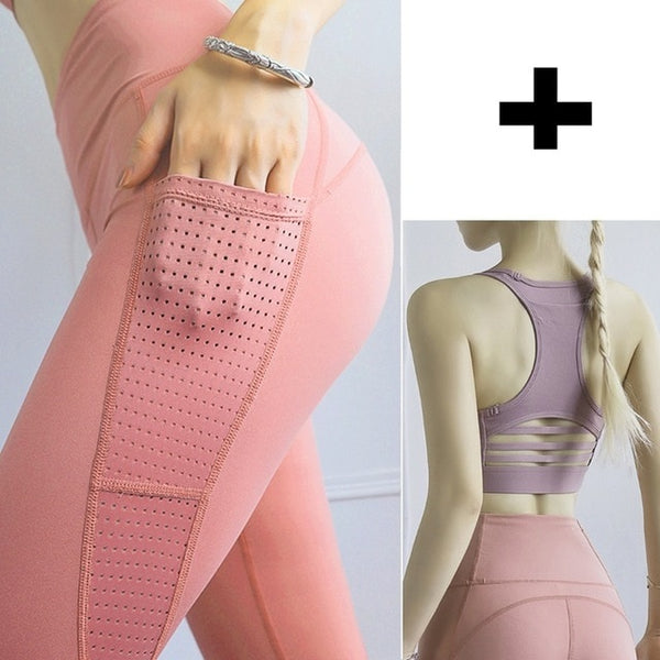 Fitness Yoga Pants for Women High Waist Solid Pocket | Vimost Shop.