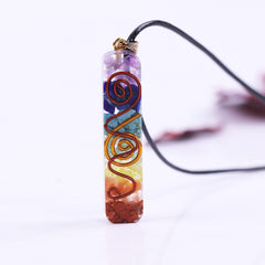 Reiki 7 Chakra Orgone  Pendant Necklace Energy Healing Crystals Chips Tumbled Stones Mixed Orgonite Resin Necklace | Vimost Shop.