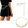 Women Fashion Belt Hip High Waist Gold Narrow Metal Chain Belt Chunky Fringes | Vimost Shop.
