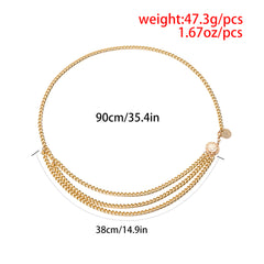 Women Fashion Belt Hip High Waist Gold Narrow Metal Chain Belt Chunky Fringes | Vimost Shop.