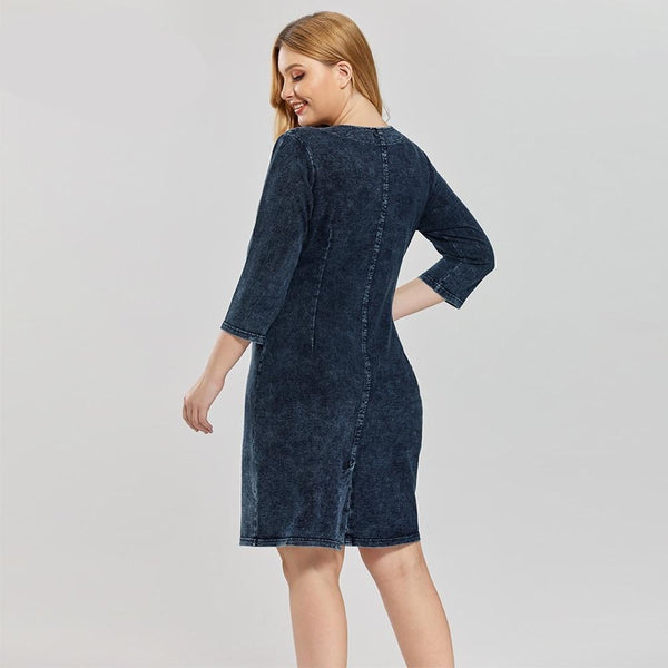 Women's Plus Size Fashion Denim Dress High Flexibility Slim Fit Dress Casual Dress New knitted denim