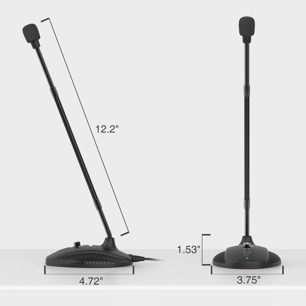 Gooseneck Microphone for Teaching Classroom Online Meeting Video Social APP USB suit for PC Laptop Height Adjustable