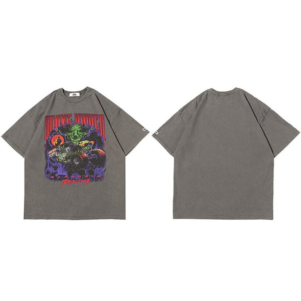 Men Oversize Hip Hop T-Shirt Devil Racing Harajuku Tshirt Summer Short Sleeve Cotton Loose Tops Tees | Vimost Shop.