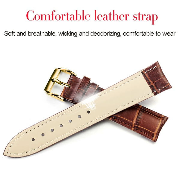 Men Watch Easy Reader Date Brown Leather Strap Waterproof Casual Quartz Wristwatch Gifts for Men | Vimost Shop.