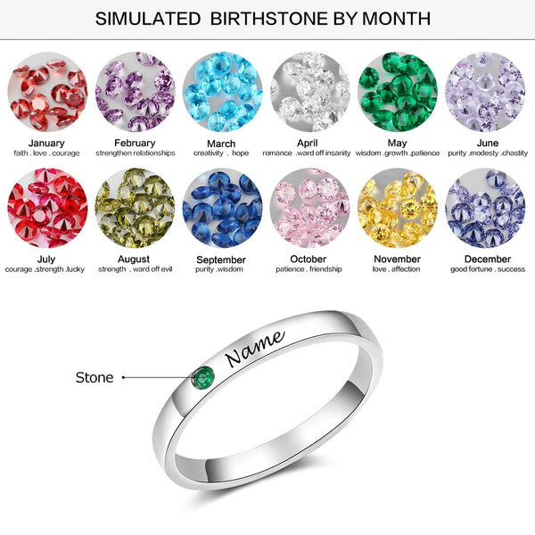 925 Sterling Silver Personalized Name Ring with Birthstone Custom Name Engraved Silver 925 Rings for Women Fine Jewelry | Vimost Shop.