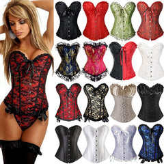 X Sexy Women steampunk clothing gothic Plus Size Corsets Lace Up boned Overbust Bustier Waist Cincher Body shaper corselet S-6XL | Vimost Shop.