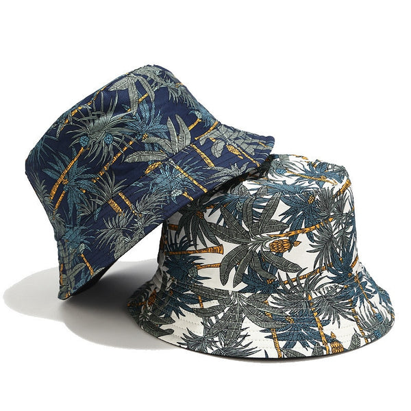 Two Side Reversible Coconut Tree Bucket Hat Unisex Printing Hip Hop Hat For Women Men Panama Cap Summer Fisherman Hat | Vimost Shop.