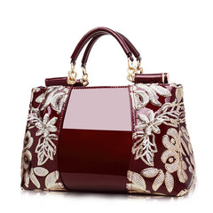 Luxury embroidery Patent Leather Handbags Women Bags Designer Leather Women's Handbag Brand Messenger Shoulder Bag Totes Bolso