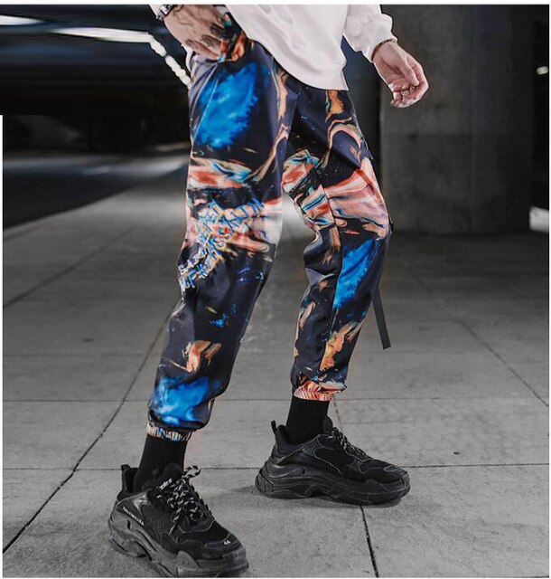 Streetwear Men Hip Hop Patchwork Sweatpants Joggers Trousers Casual Drawstring Sportwear Pants Male New Men Cargo Pants | Vimost Shop.