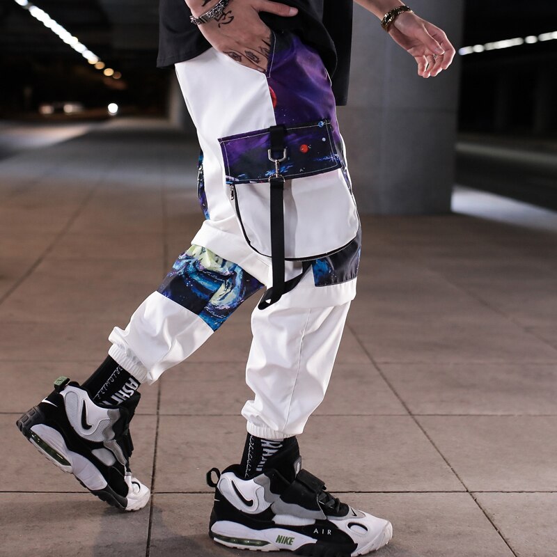 Streetwear Men Hip Hop Patchwork Sweatpants Joggers Trousers Casual Drawstring Sportwear Pants Male New Men Cargo Pants | Vimost Shop.