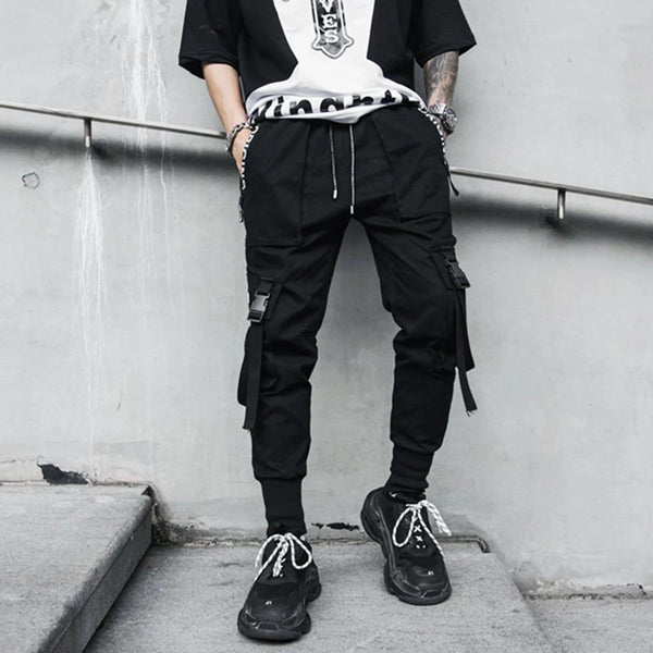 Ribbons Hip Hop Streetwear Pants Joggers Men 2020 Fashion Casual Slim Track Trousers Pants Black Sweatpants Male | Vimost Shop.