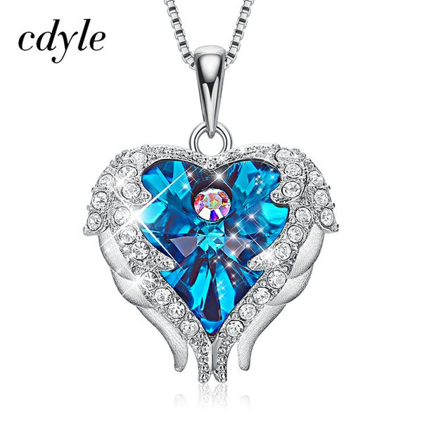 Top Quality 925 Sterling Silver Jewelry Fashion Women Four Colors Crystal Heart  Angel Wing Pendants Necklace Wholesale | Vimost Shop.