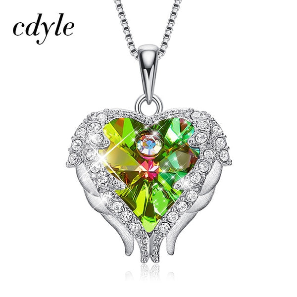 Top Quality 925 Sterling Silver Jewelry Fashion Women Four Colors Crystal Heart  Angel Wing Pendants Necklace Wholesale | Vimost Shop.