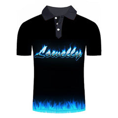 Polo shirt men Business Casual male polo shirt Short Sleeve Blue flame 3D print tops polo homme polo shirt | Vimost Shop.