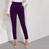 Solid Elastic Waist Pocket Side Split Hem Elegant Pants Office Ladies Skinny Trousers | Vimost Shop.
