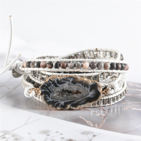 5 Layers Natural stone Leather Bracelet Exquisite Mix Stones Women Fashion Wrap Bracelet Boho Bracelet Jewelry | Vimost Shop.