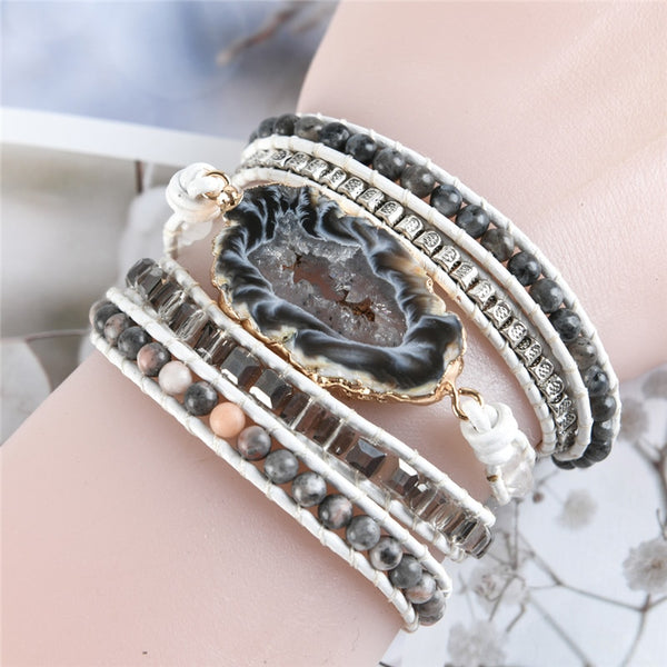 5 Layers Natural stone Leather Bracelet Exquisite Mix Stones Women Fashion Wrap Bracelet Boho Bracelet Jewelry | Vimost Shop.