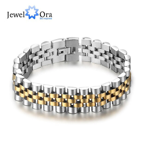 Luxury Gold Color Stainless Steel Bracelet 200mm Wristband Men Jewelry Bracelets Bangles Gift for Him | Vimost Shop.
