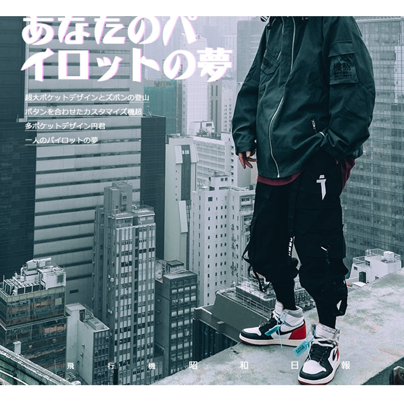 Techwear Cargo Pants Men Multi Pockets Hip Hop Casual Streetwear Trousers Joggers Elastic Waist Sweatpants | Vimost Shop.