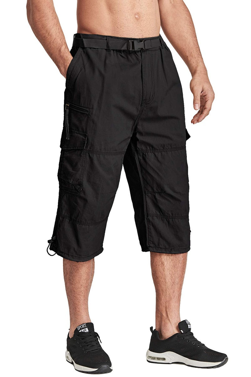 Men Tactical Capri Pants Military Cotton 3/4 Below Knee Trousers Army Airsoft Paintball Elastic Waist Cargo Work Pants | Vimost Shop.