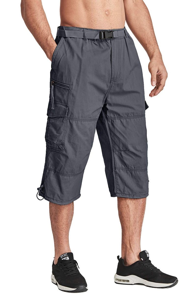 Men Tactical Capri Pants Military Cotton 3/4 Below Knee Trousers Army Airsoft Paintball Elastic Waist Cargo Work Pants | Vimost Shop.