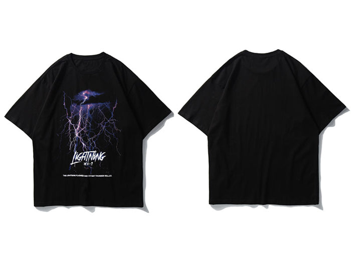 Lightning Print T Shirt Men Summer Casual Tshirt Tees Hip Hop Harajuku Loose Streetwear Short Sleeve Shirts | Vimost Shop.