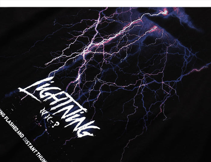 Lightning Print T Shirt Men Summer Casual Tshirt Tees Hip Hop Harajuku Loose Streetwear Short Sleeve Shirts | Vimost Shop.