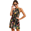 Multicolor Botanical Print Sleeveless Halter Dress Women Summer Ladies Straight Short Boho Floral Dresses | Vimost Shop.