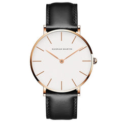 High Quality Rose Gold Dial Watch Men Leather Waterproof Wristwatch Women Dress Fashion Japan Quartz Movement