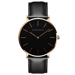 High Quality Rose Gold Dial Watch Men Leather Waterproof Wristwatch Women Dress Fashion Japan Quartz Movement