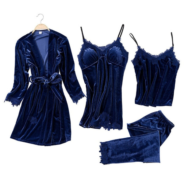 Women Sexy Lace Robe Pajamas Sleepwear Kit Sleeveless  Nightwear | Vimost Shop.