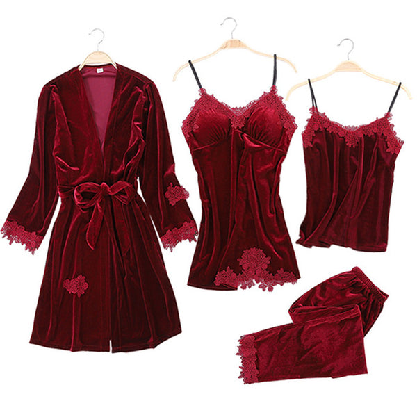 Women Sexy Lace Robe Pajamas Sleepwear Kit Sleeveless  Nightwear | Vimost Shop.