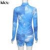 Skinny women zipper playsuits sexy rompers clubwear print full sleeve sportwear turtleneck | Vimost Shop.