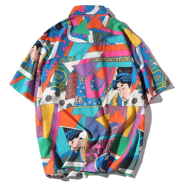 Summer Vintage Hawaiian Shirts Men Hip Hop Japanese Streetwear Ukiyoe Casual Shirt Man Loose Short Sleeve Shirts | Vimost Shop.