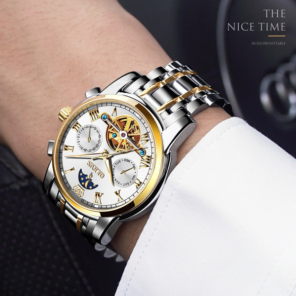 Watch Automatic mechanical watch  Stianless Top Brand Dress Luxury moon phaseTourbillon Wristwatch Gifts for Male | Vimost Shop.