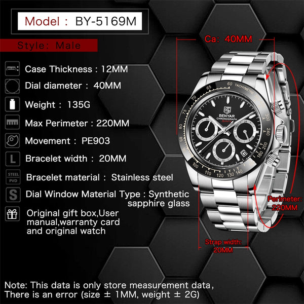 Men Watches Top Luxury BrandFull Steel Waterproof Sport Quartz Watch Men Fashion Date Clock Chronograph | Vimost Shop.