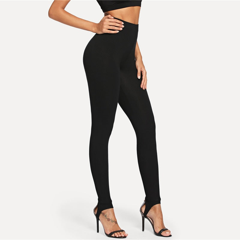 High Rise Stirrup Solid Long Skinny Leggings Autumn Cool Women Pants Trousers | Vimost Shop.